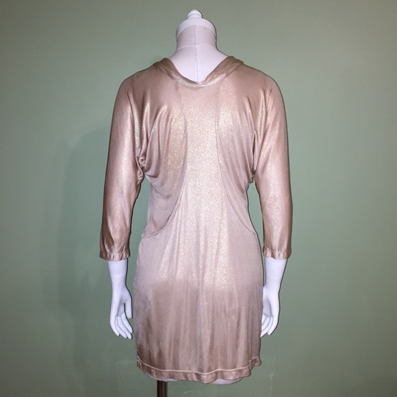 BCBGMAXAZRIA GOLD METALLIC JERSEY REVERSIBLE DRESS Size XS - Picture 12 of 16